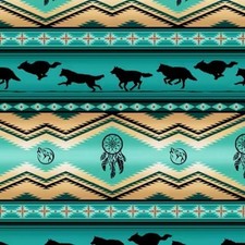 Baumwollstoff Ethno Wölfe