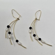 14K Gelbgold Ohrringe Schwarz