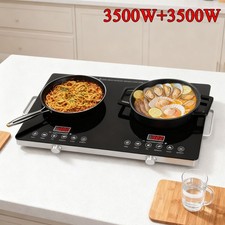 Glaskeramikkochfeld 1/2 Zonen Glaskeramik Doppelkochfeld Timer Touch 200-3500W