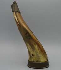 Jagd: altes Pulverhorn groß/ alte, große Pulverflasche aus Horn; tolle Form RAR