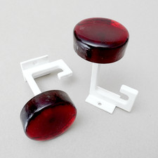 2 Kleiderhaken Garderobenhaken Haken Garderobe Wandhaken Metall Glas 70er Jahre