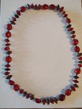 Vintage Red Seed Nut Wood Bead