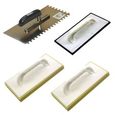 Fliesenset Schwammbrett Fugen Zahnkelle Edelstahl Fliesenschwamm Gummibrett Set4