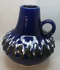 Vintage Vase . Fohr 411-16 Westdeutsche Keramik-Nachtblau