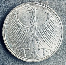 5 Mark 1963 F BRD Silberadler Heiermann 11,2 g .625 Silber KM#112 K140625G