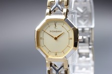 [Exc+5] YVES SAINT LAURENT 2200-241762 GOLD Octagon 23mm Damenuhr JAPAN