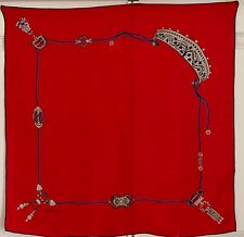 Cartier Paris Seidentuch Rot Motiv Schmuckstücke 85 x 82 cm Neuwertig
