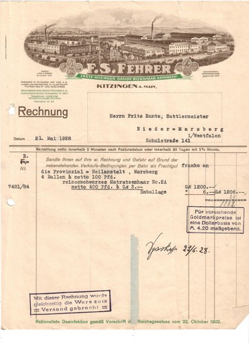 Alte rechnung f - alte, f.s