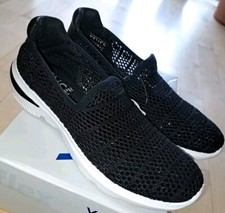 NEU 👟 schwarz VENICE Flex Slip on Fashion Sneaker Gr 37 Schuhe low Mesh Lurex