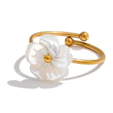 Goldener edelstahl blumen ring - goldener,