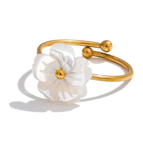 Goldener edelstahl blumen ring - goldener,