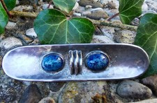 hübsche antike Brosche gehämmert m. Lapislazuli 835 Silber WMF Design