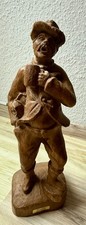 handgeschnitzte Holzfigur - Wanderer - Biertrinker - 38 cm - Vintage - Nachlass