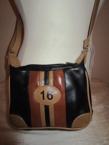 Schultertasche schwarz braun - schwarz,