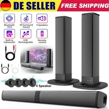 Sound Bar 4 Lautsprecher System Drahtlos für Home TV Bluetooth 3D Surround DHL