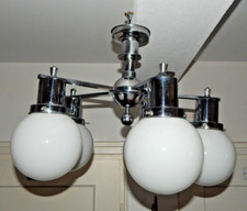 Orig.Bauhaus,Art Deko Kugellampe,Leuchter,Hängelampe,Chrom Glas