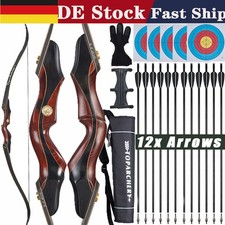 Bogenschießen 60" 25-50lbs Takedown Recurve Bogen Bogenset Carbonpfeile Jagen RH