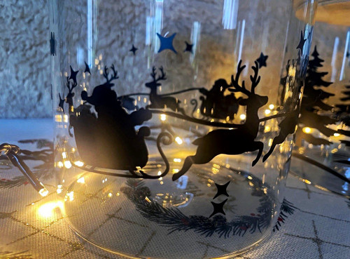 Windlicht glas klar schwarz - glas, klar/schwarz