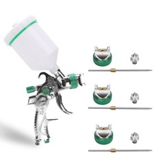 HVLP Lackierpistole Spritzpistole Edelstahl 3 Düsen 1,4/1,7/2,0 mm Düsen 600 ml