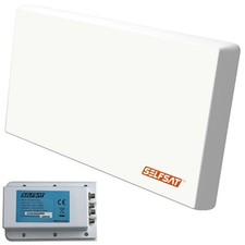 SELFSAT H22D4+ Quad LNB SAT Antennen-Set Flachantenne Multifunktionshalterung