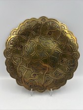 Antiker islamischer Naher Osten Messing Ladeteller stehend oder Wand Vintage