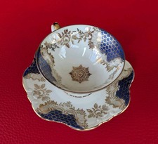 1960 Seltmann Vohenstrauß Sammeltasse Mokka Mocca Gold Blau Bavaria Relief Blume