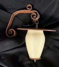 Original alte Außenlampe Laterne Gartenlampe 50er Glas Metall Vintage RARITÄT 