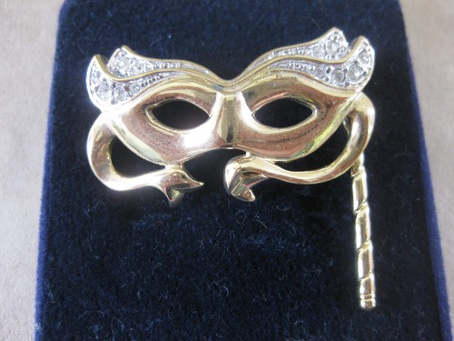 Vintage pave maske brosche - vintage,