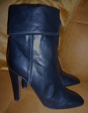 POLLINI Vintage Stiefel-Stiefeletten Vollleder Dunkelblau Gr. 40 ungetragen