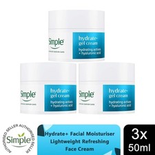 Simple Hydrate+ Gel Creme Erfrischende Tägliche Gesichtsfeuchtigkeitscreme 50ml, 3er Pack