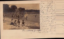 BIELEFELD-Freibad-Private Echtfotokarte-gelaufen-11.6.1930-Schwimmbad,Rutsche