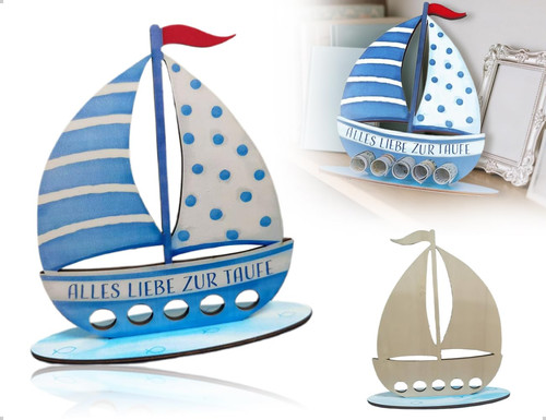 Taufdeko jungen holzboot - jungen, mit