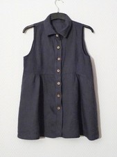 🌼 Hemd/Bluse aus 100% Leinen blau ärmellos - Größe S