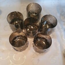 6 Whiskygläser Longdrinkgläser Bubbles Rauchglas Overlay 925 Silber Perlmutt Top