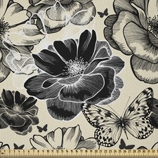 Blumen Microfaser Stoff als Meterware Retro Roses Garten Motiv