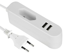 1,4m Steckdosenleiste + 2x USB Mehrfachstecker Tischsteckdose MINI Steckerleiste