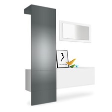 Garderobenset Flur Garderobe Diele Carlton Set 4 in Weiß - Hochglanz & Naturtöne