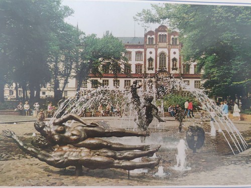 Ansichtskarte rostock brunnen - ansichtskarte,