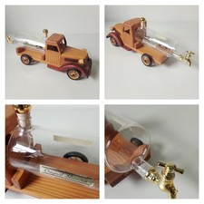 ✅HOLZAUTO MIT GLASBEHÄLTER Slivovice leer mit Zapfhahn Länge ca. 25 cm