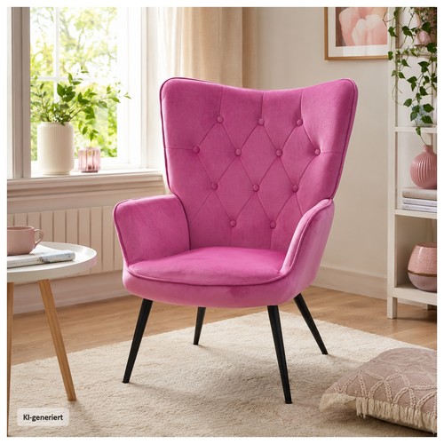 Ohrensessel freya velvet - ohrensessel, pink