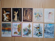 10 ältere Ansichtskarten Weihnachten, Konvolut, Engel, Vögel, Winter, gelaufen