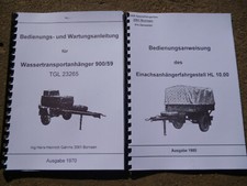 NVA HANDBUCH ANHÄNGER BORNSEN HL 10 UND WTA 900 WASSERWAGEN,IFA W50,ROBUR