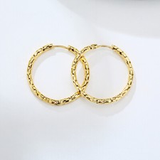 Creolen Pünktchen Muster Edelstahl  Farbwahl: Silber, Gold - Damen Ohrringe Groß