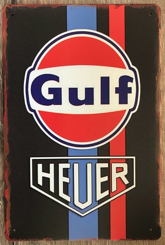 Blechschild gulf uhr auto - uhr,