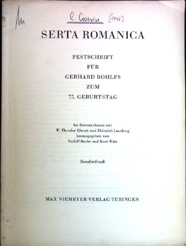 Serta romanica festschrift - serta,