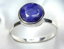 💙Ring 925 Silber Gr. 18,4 (58) facettierter, runder Saphir - Originalbilder NEU