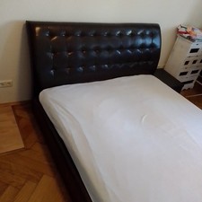 Bett 160x200 gebraucht Kunstleder 5 Jahre alt, nur Gestell Chesterfield, braun 