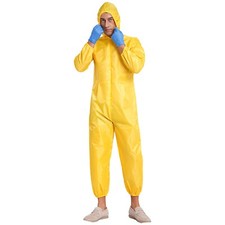 Herren Overall Anzug Jumpsuit Kostüme Kapuze Industriell Halloween Schutz Gelb