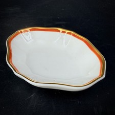 Porzellanschale 1. Wahl Meissen im Dekor Koralle mit gewelltem Goldrand 8x6cm