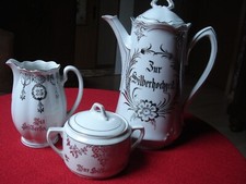 Kaffeekanne , Milchkännchen , Zuckerdose  zur Silberhochzeit